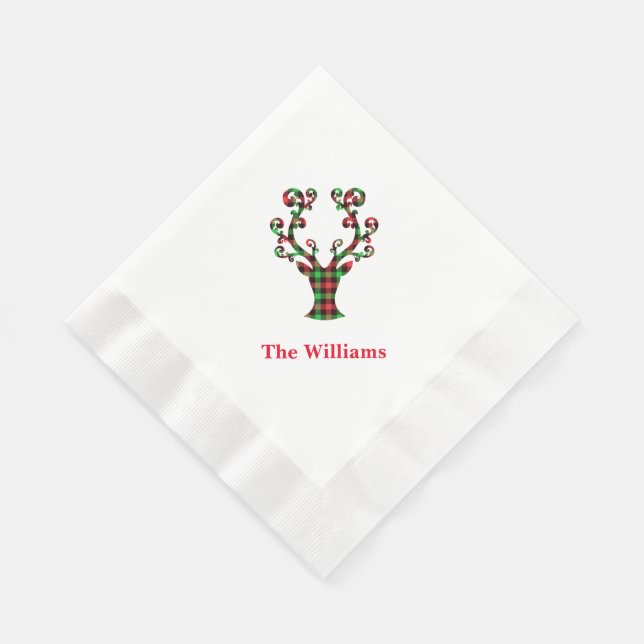 Holiday Paper Napkins-Plaid Deer Napkin (Corner)