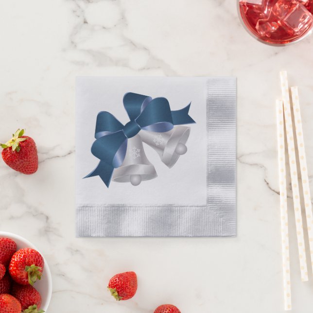 Holiday Paper Napkins-Silver Bells Napkin (Insitu)