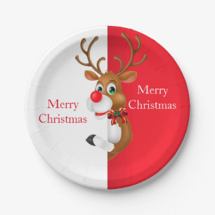Holiday Paper Plates Rudolph