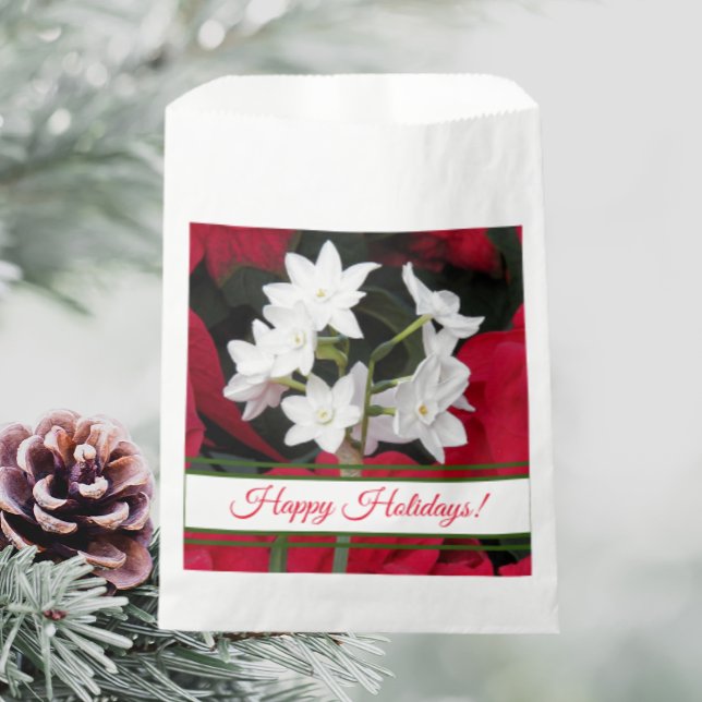 Holiday Paperwhites and Red Poinsettias Favour Bag (In Situ Holiday)