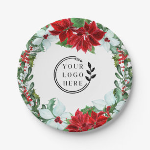 Holiday Party Add Logo Corporate Christmas Party Paper Plate