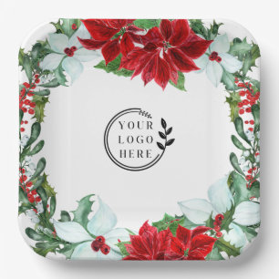 Holiday Party Add Logo Corporate Christmas Party Paper Plate