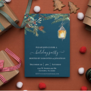 Holiday Party Christmas Winter Pine Drop  Invitation
