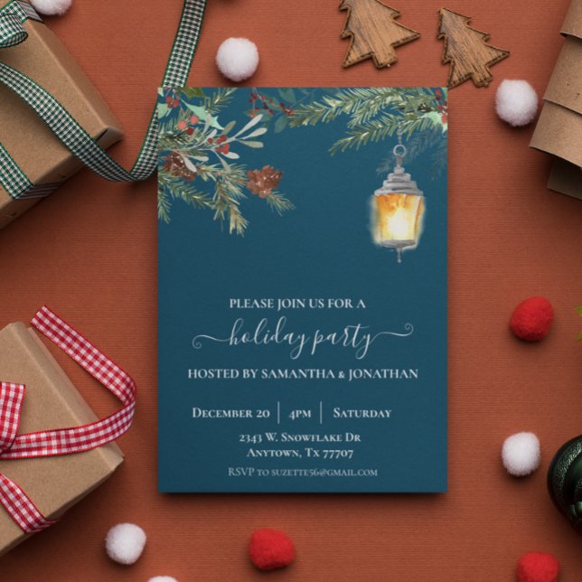 Holiday Party Christmas Winter Pine Drop  Invitation (Creator Uploaded)