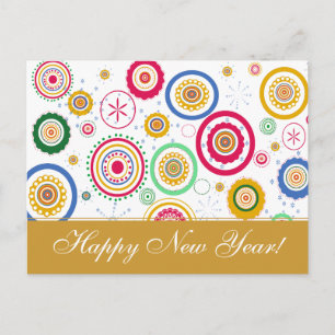 Holiday Party Colourful Funky Circles Postcard