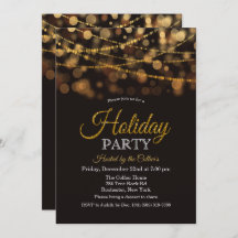Holiday Party Glitter Lights Invitation