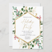 Holiday Party greenery gold red hollies elegant