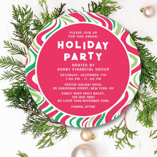Holiday Party Groovy Corporate Christmas Party Invitation (Creator Uploaded)
