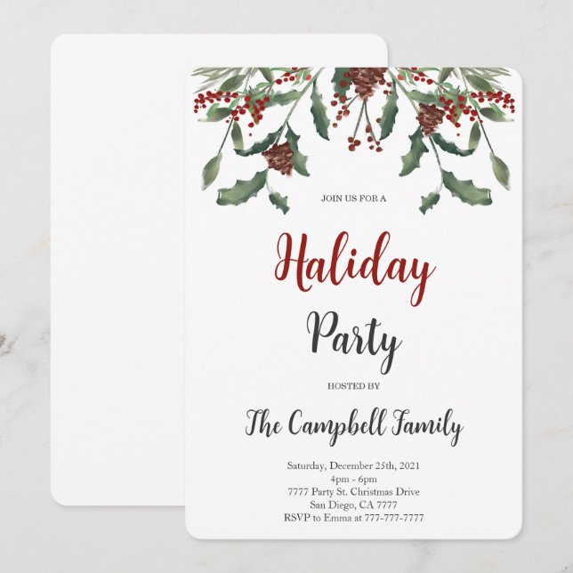 Holiday Party Invitation (Front/Back)