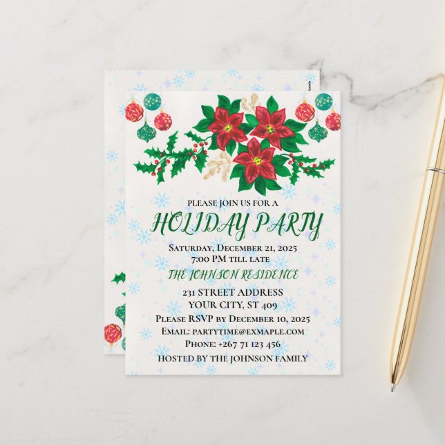 Holiday Party Invitation Card (Front/Back In Situ)
