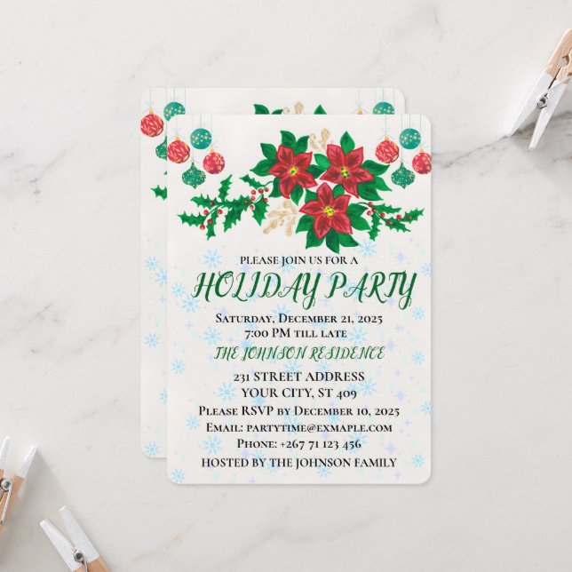 Holiday Party Invitation Card (Front/Back In Situ)