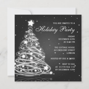Holiday Party Invitation Christmas Tree Black