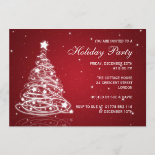 Holiday Party Invitation Christmas Tree Red