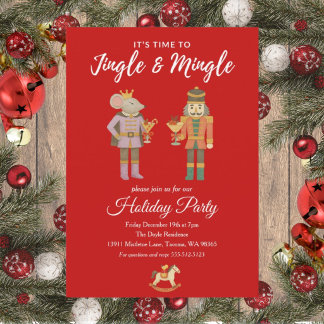 Holiday Party Invitation Flat Jingle and Mingle
