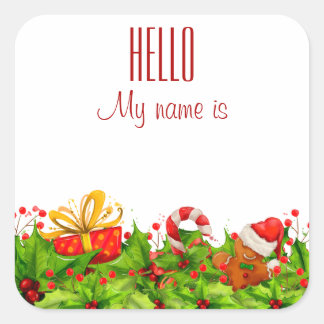 Holiday Party Invitation HELLO name tags