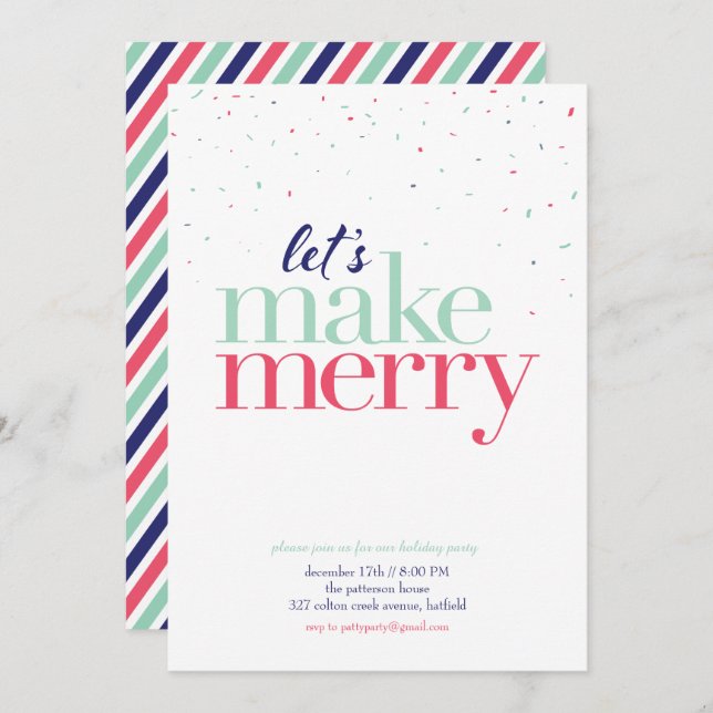 Holiday Party Invitation *Let's Make Merry* (Front/Back)