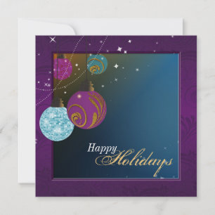 Holiday Party Invitation - Purple & Teal Ornaments