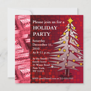 Holiday Party Invitation Ruby Red Christmas Tree