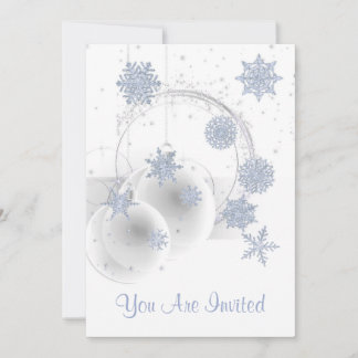 Holiday Party Invitation white, ornament snowflake