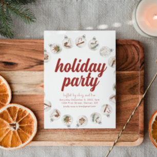 Holiday Party Invitation with Ornaments 