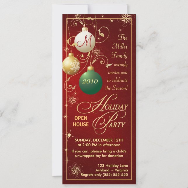 Holiday Party Invitations - Open House (Front)