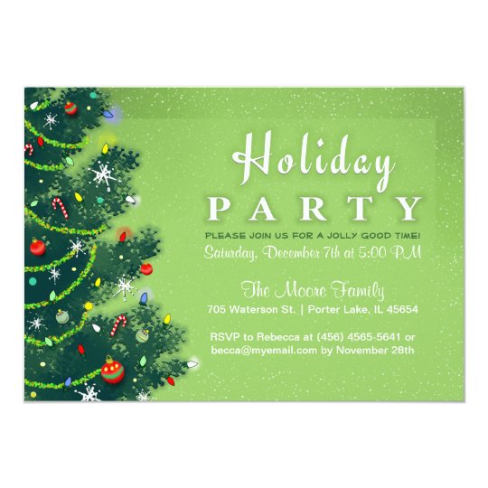 Holiday Party Invite - Green Christmas Tree