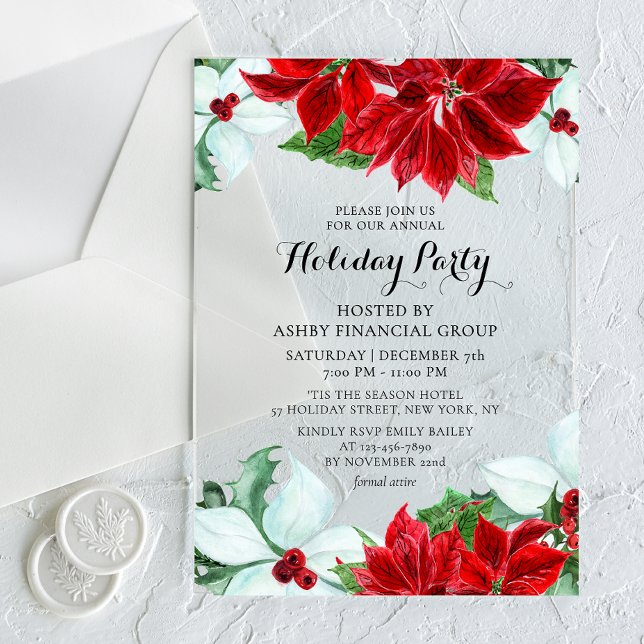 Holiday Party Modern Corporate Christmas Party  Acrylic Invitations (Creator Uploaded)
