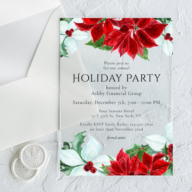 Holiday Party Modern Corporate Christmas Party  Acrylic Invitations (Creator Uploaded)
