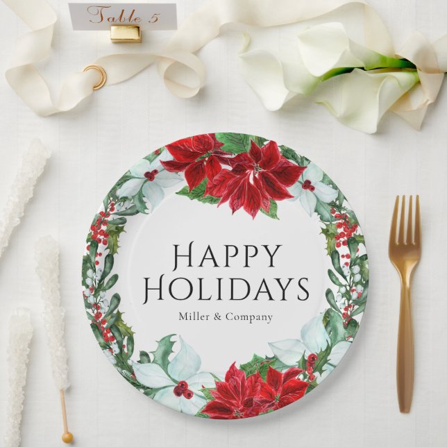 Holiday Party Modern Corporate Christmas Party Paper Plate (Wedding)