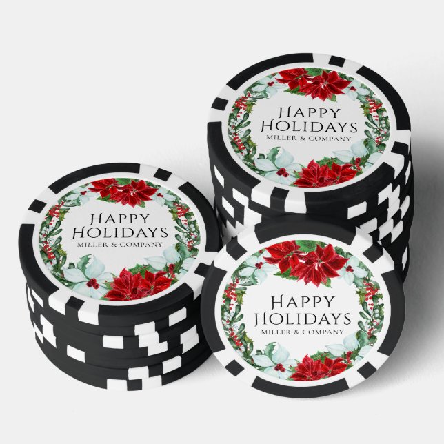 Holiday Party Modern Corporate Christmas Poker Chips (Stack)