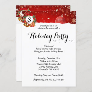 Holiday Party Monogram Invitation