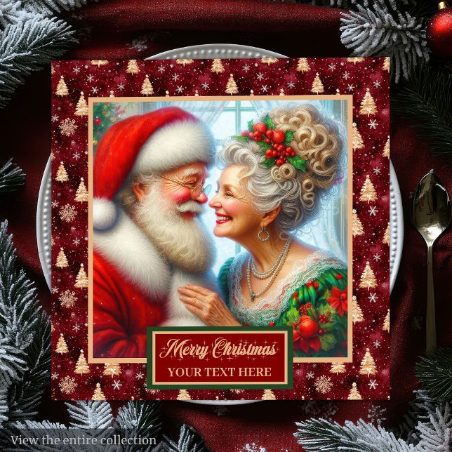 Holiday Party Napkins Red Gold Green Claus Design (Holiday Party Napkins Red Gold Green Claus Design)