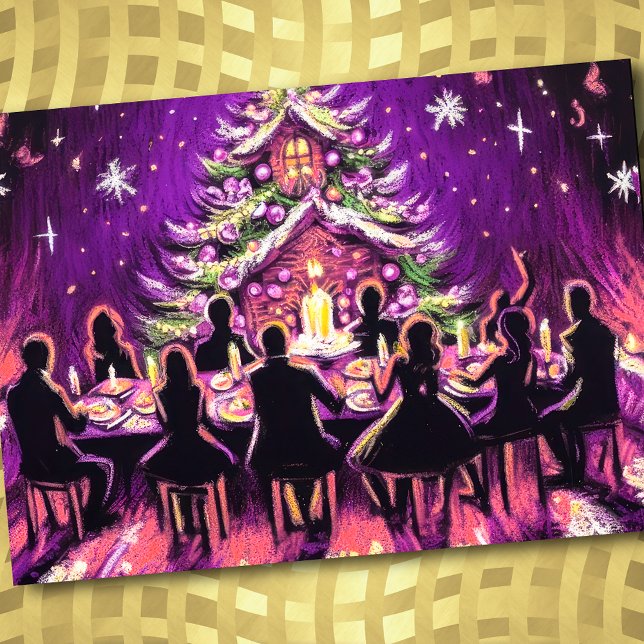Holiday Party Pastel Drawing Purple Invitation (Creator Uploaded)