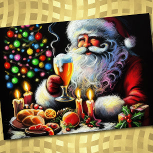 Holiday Party Pastel Drawing Santa Invitation
