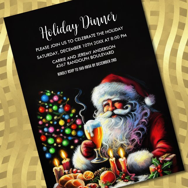 Holiday Party Pastel Drawing Santa Invitation (Creator Uploaded)
