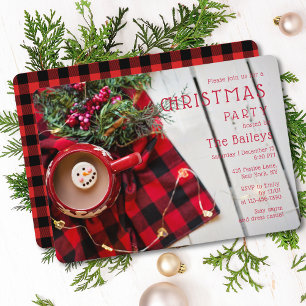Holiday Party Red Plaid Hot Chocolate   Christmas Invitation