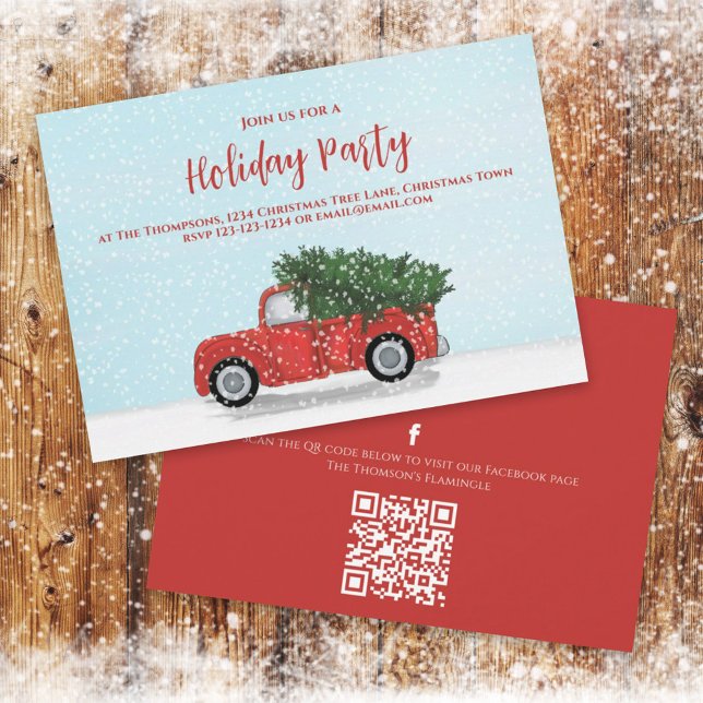 Holiday Party Red Truck Classic Custom Invitation (Creator Uploaded)
