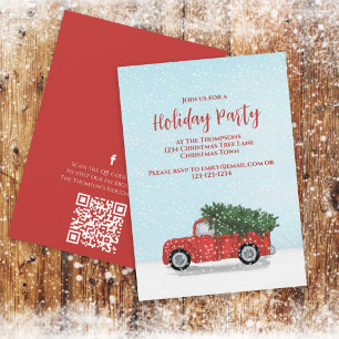 Holiday Party Retro Red Truck Custom Invitation