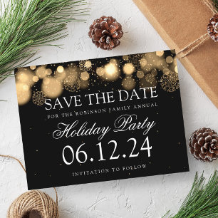 Holiday Party Save The Date Winter Wonder Gold Announcement Postcard