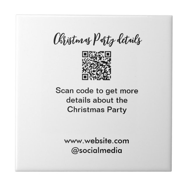 Holiday party Scan QR code details website social  Ceramic Tile (Front)