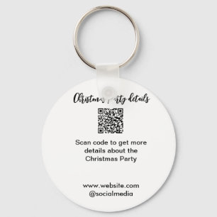 Holiday party Scan QR code details website social Key Ring