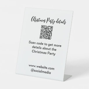 Holiday party Scan QR code details website social Pedestal Sign