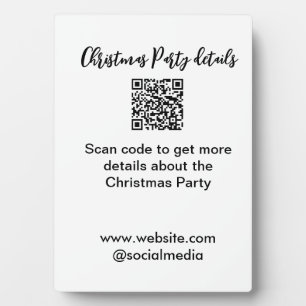 Holiday party Scan QR code details website social Plaque