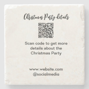 Holiday party Scan QR code details website social Stone Coaster