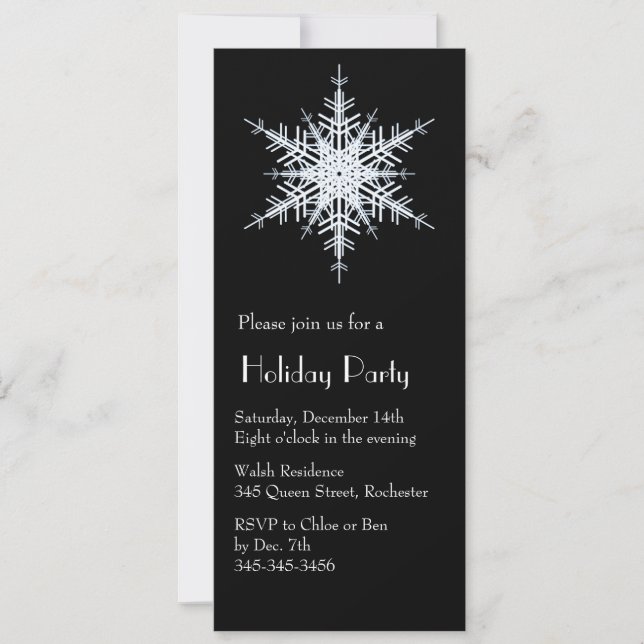Holiday Party Snowy White Invitation (Front)