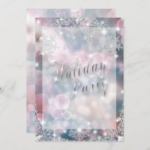 Holiday Party Sparkly Pink Champagne Bokeh Invitation