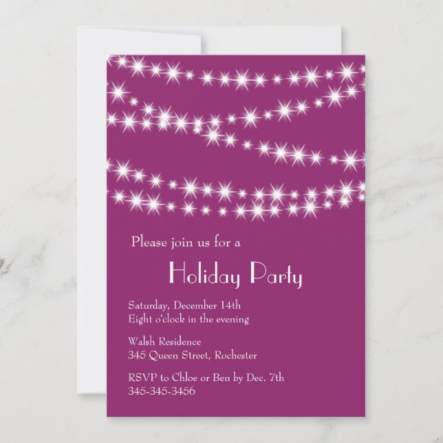 Holiday Party Twinkle Lights (magenta) Invitation (Front)