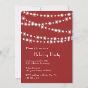 Holiday Party Twinkle Lights (red) Invitation
