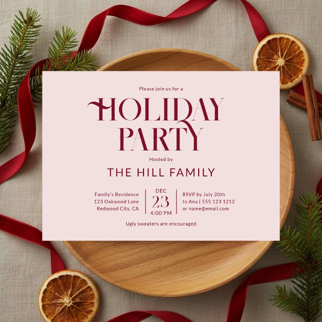 Holiday Party Vintage Elegant Red Invitation (Creator Uploaded)