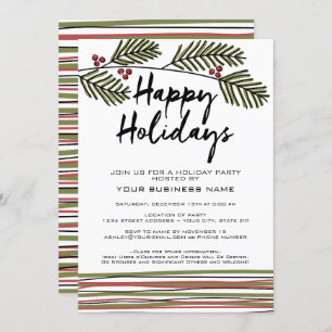 Holiday Party Whimsical Pine Tree Branches Invitation